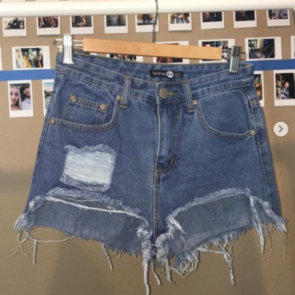 denim shorts boohoo
